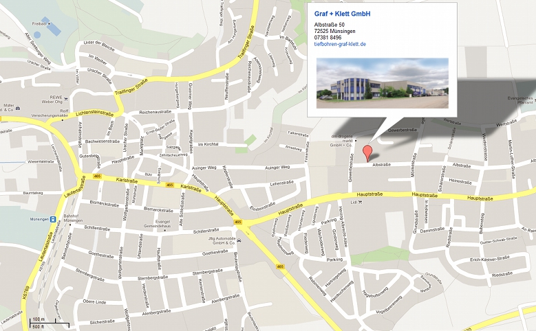Anfahrt Graf + Klett GmbH, Tieflochbohren und Tieflochbohrmaschinen